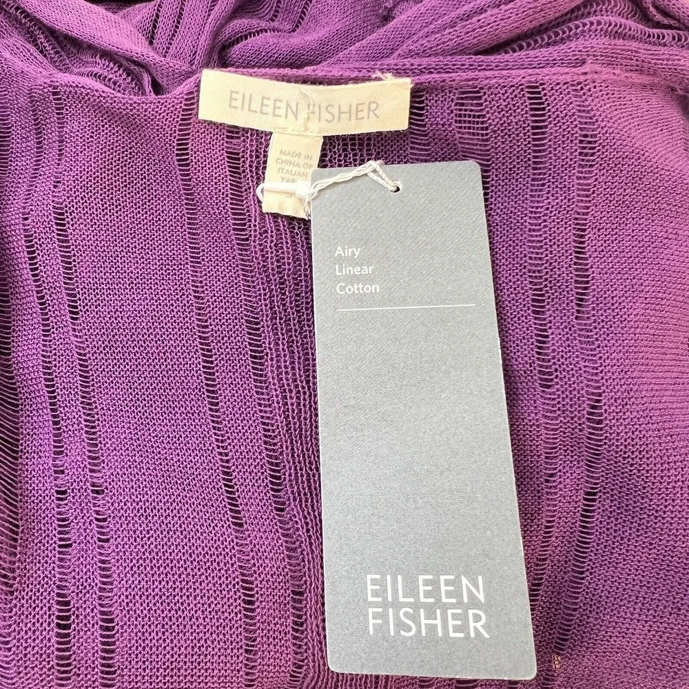 New Eileen Fisher Women's Sweater Draped Front Cotton Purple Lilac Small‎